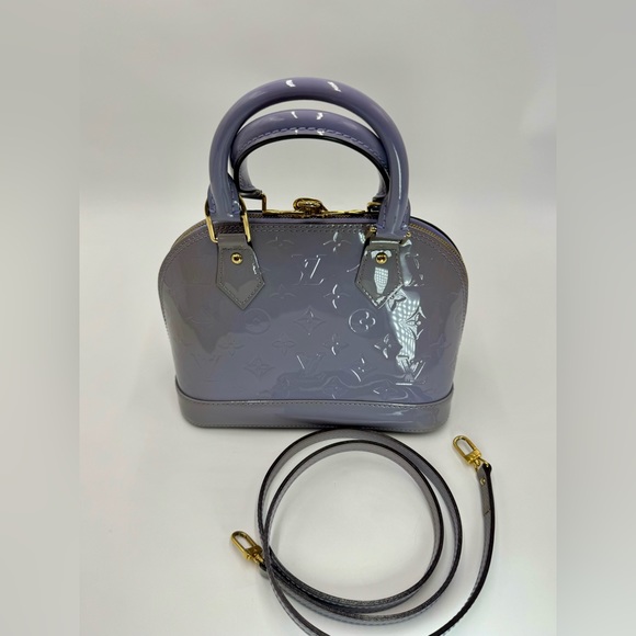 Auth Louis Vuitton Small Purple Lilas Vernis Monogram Alma BB Crossbody Bag - Picture 11 of 16